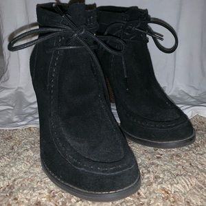 Black Suede Lucky Brand lace-up Booties
